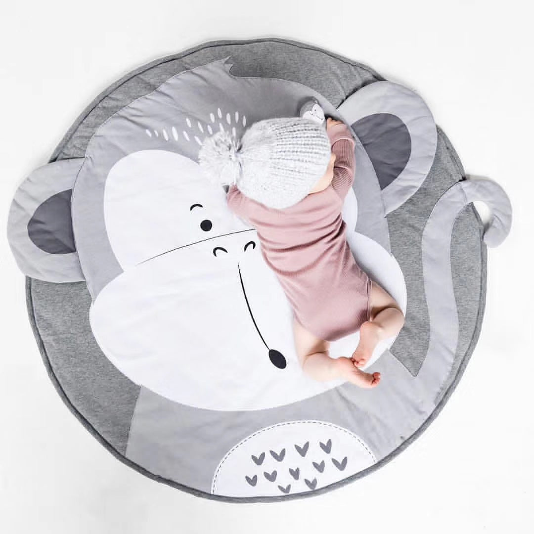 Little Paws Grey and White Crawling Baby 90 x 90 Nursery Crawling Mats- In 14 Design Options