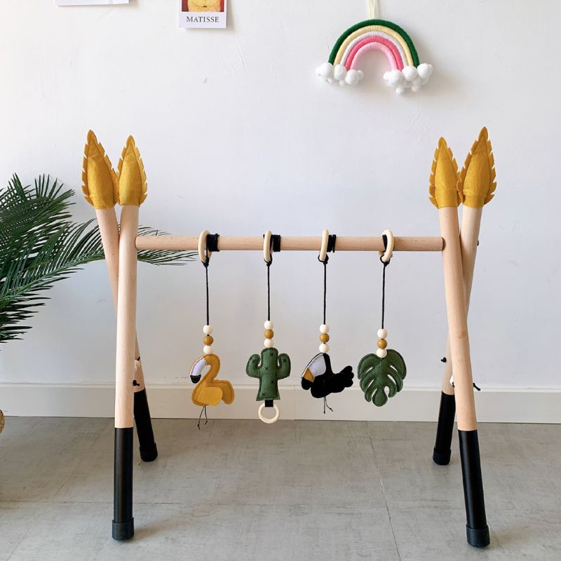 Sensory Ring-pull Wooden Frame Baby Gym