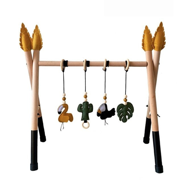 Sensory Ring-pull Wooden Frame Baby Gym