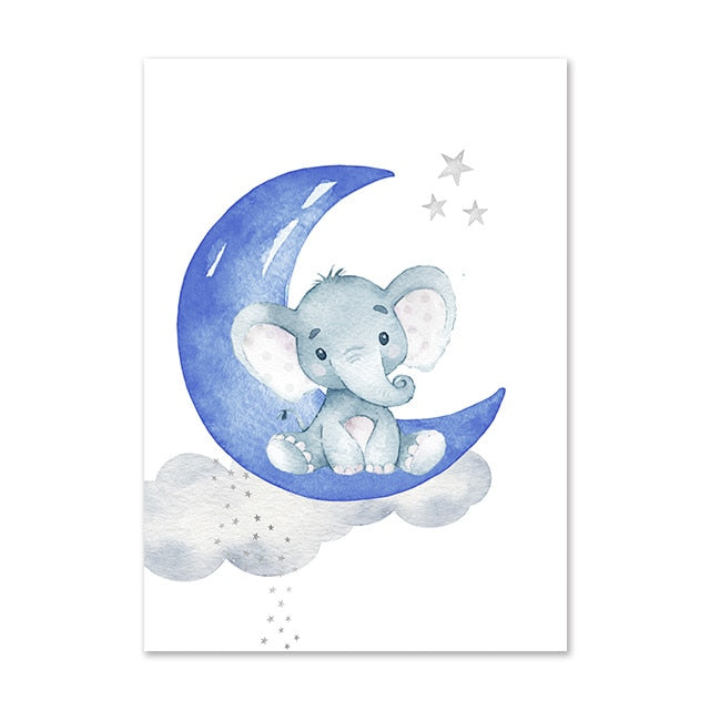 Personalised Blue Moon Canvas Nursery Art