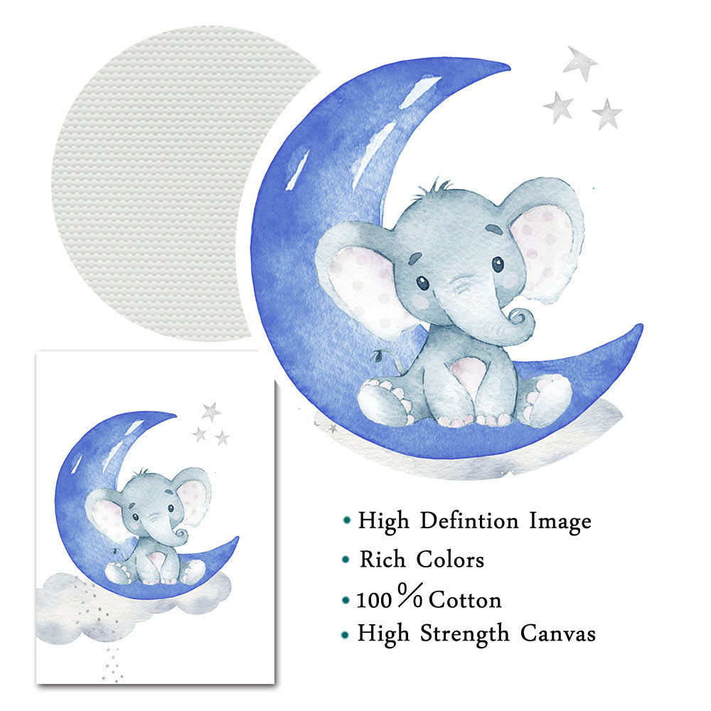 Personalised Blue Moon Canvas Nursery Art