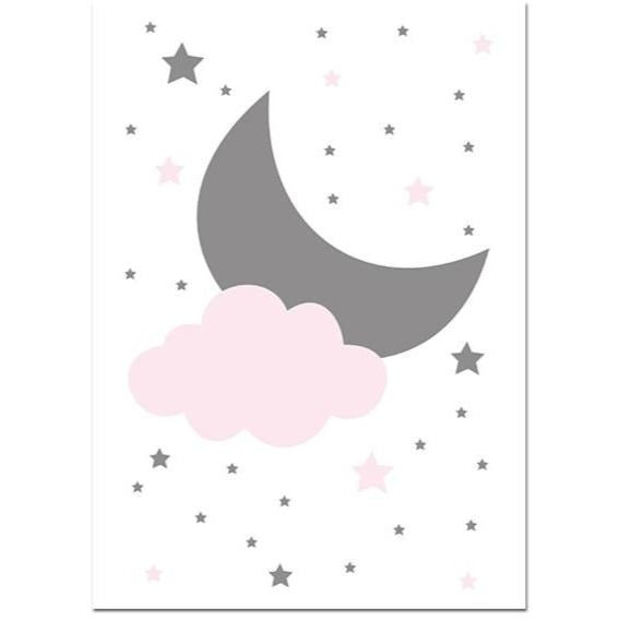 Woodland Owl Moon Canvas Nursery Art
