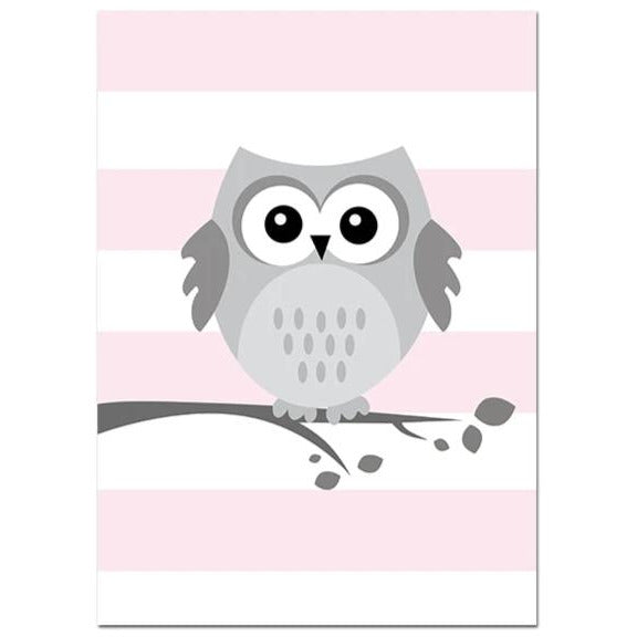 Woodland Owl Moon Canvas Nursery Art
