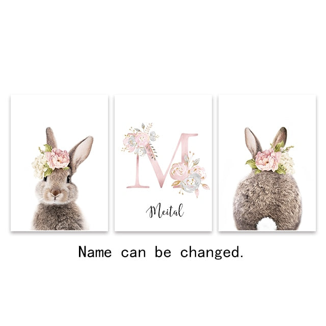 Personalised Rabbit Canvas Nursery Art