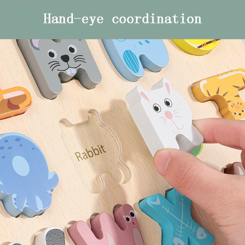 Kabi Montessori Animal Alphabet 30" X 30" Puzzle Board