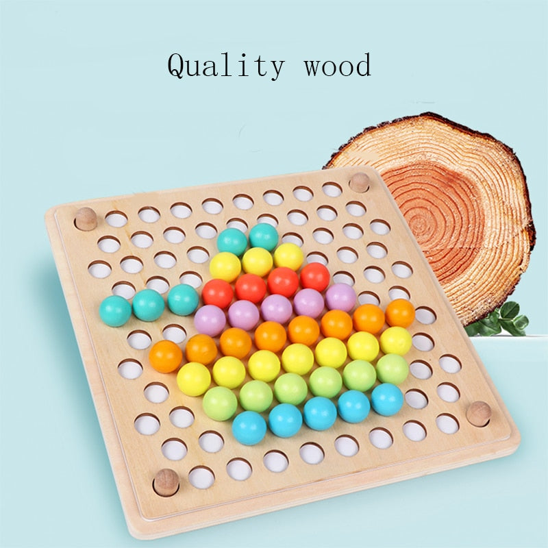 Montessori Beads & Chopsticks 22"x22" Coordination Wooden Game Board