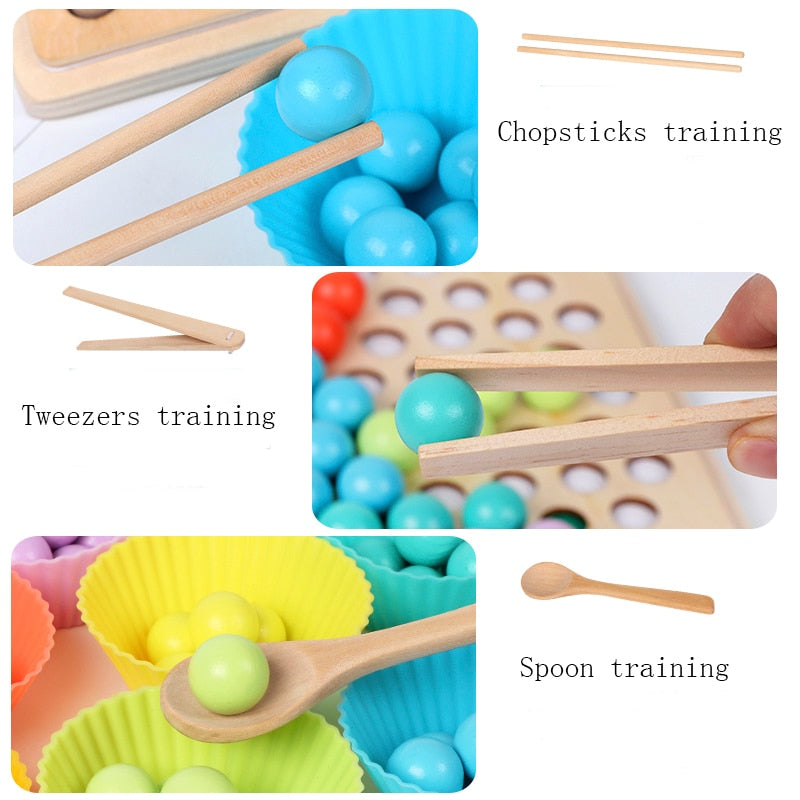 Montessori 7-in-1 Arithmetic, Fish, Beads & Chopsticks Game Board