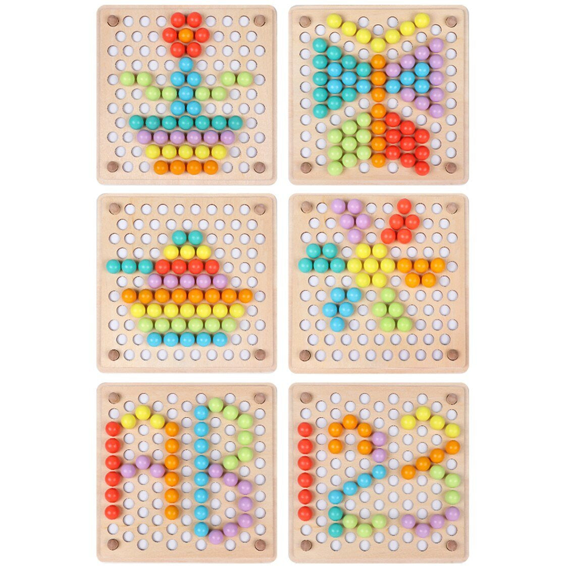 Montessori Beads & Chopsticks 22"x22" Coordination Wooden Game Board