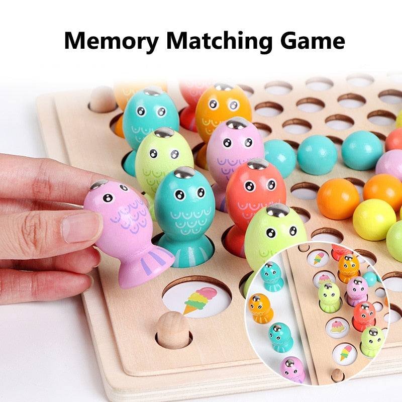 Montessori Fish, Beads & Chopsticks Wooden Game Board