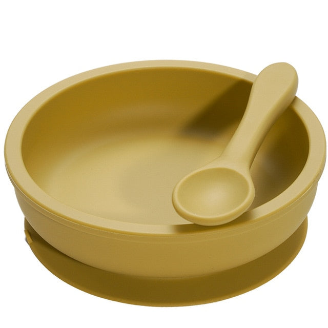 Earthy Tones Silicone Waterproof BPA & Phthalate Free Feeding Plate and Spoon - In 8 Color Options