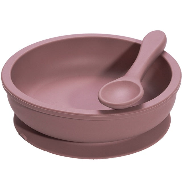 Earthy Tones Silicone Waterproof BPA & Phthalate Free Feeding Plate and Spoon - In 8 Color Options