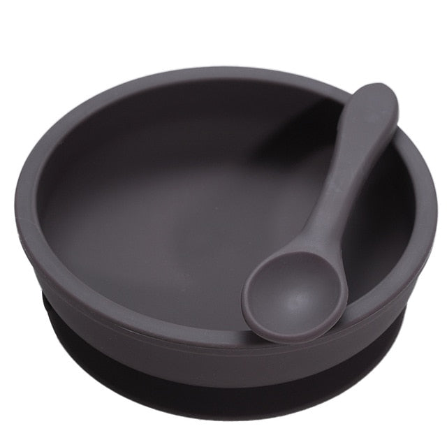 Earthy Tones Silicone Waterproof BPA & Phthalate Free Feeding Plate and Spoon - In 8 Color Options