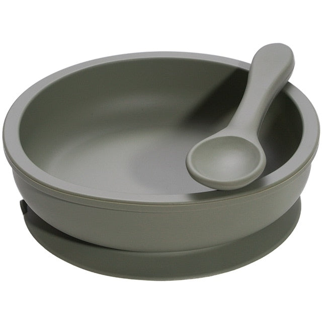 Earthy Tones Silicone Waterproof BPA & Phthalate Free Feeding Plate and Spoon - In 8 Color Options