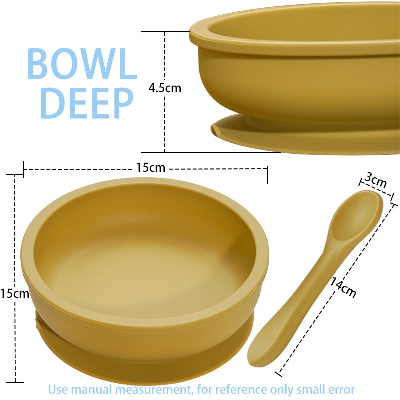 Earthy Tones Silicone Waterproof BPA & Phthalate Free Feeding Plate and Spoon - In 8 Color Options