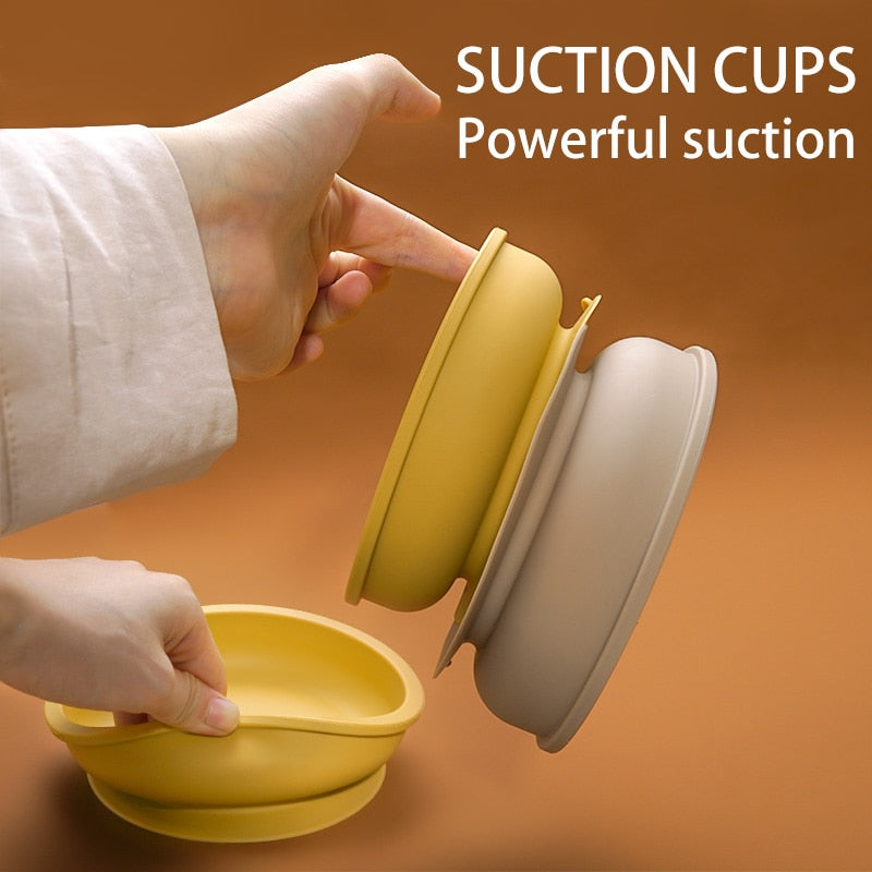 Earthy Tones Silicone Waterproof BPA & Phthalate Free Feeding Plate and Spoon - In 8 Color Options