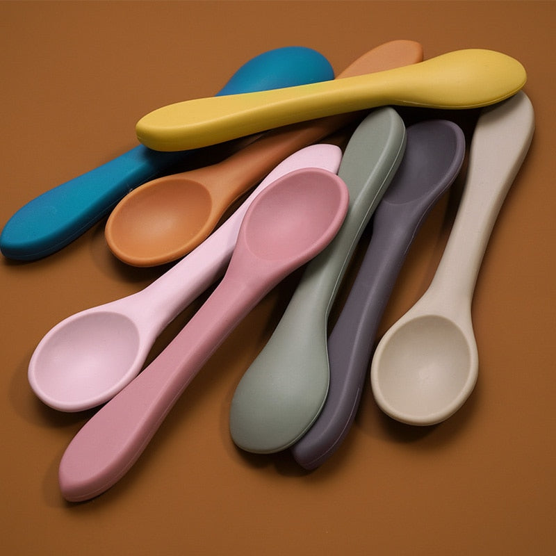 Earthy Tones Silicone Waterproof BPA & Phthalate Free Feeding Plate and Spoon - In 8 Color Options