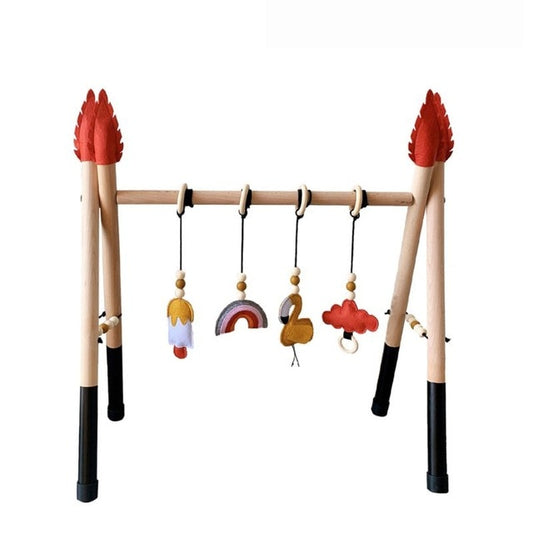 Sensory Ring-pull Wooden Frame Baby Gym