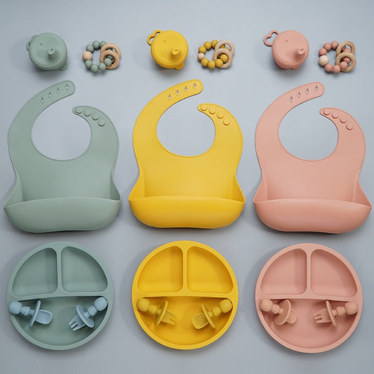 Earthy Tones Silicone Waterproof BPA & Phthalate Complete Weaning Set - In 8 Color Options
