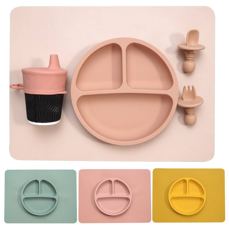 Earthy Tones Silicone Waterproof BPA & Phthalate Free Feeding Plate and Antislip Dining Placemat- In 7 Color Options