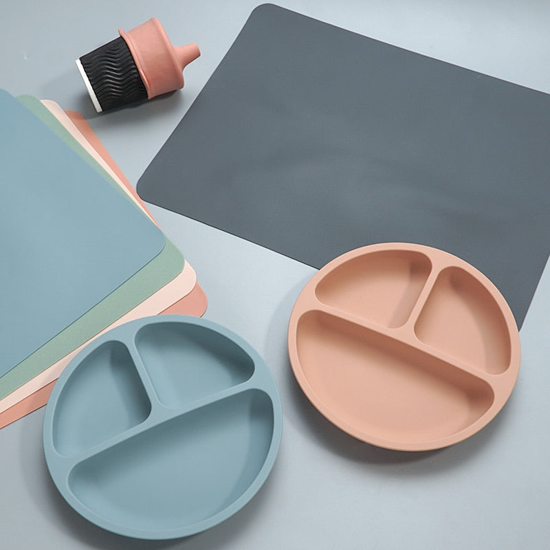 Earthy Tones Silicone Waterproof BPA & Phthalate Free Feeding Plate and Antislip Dining Placemat- In 7 Color Options