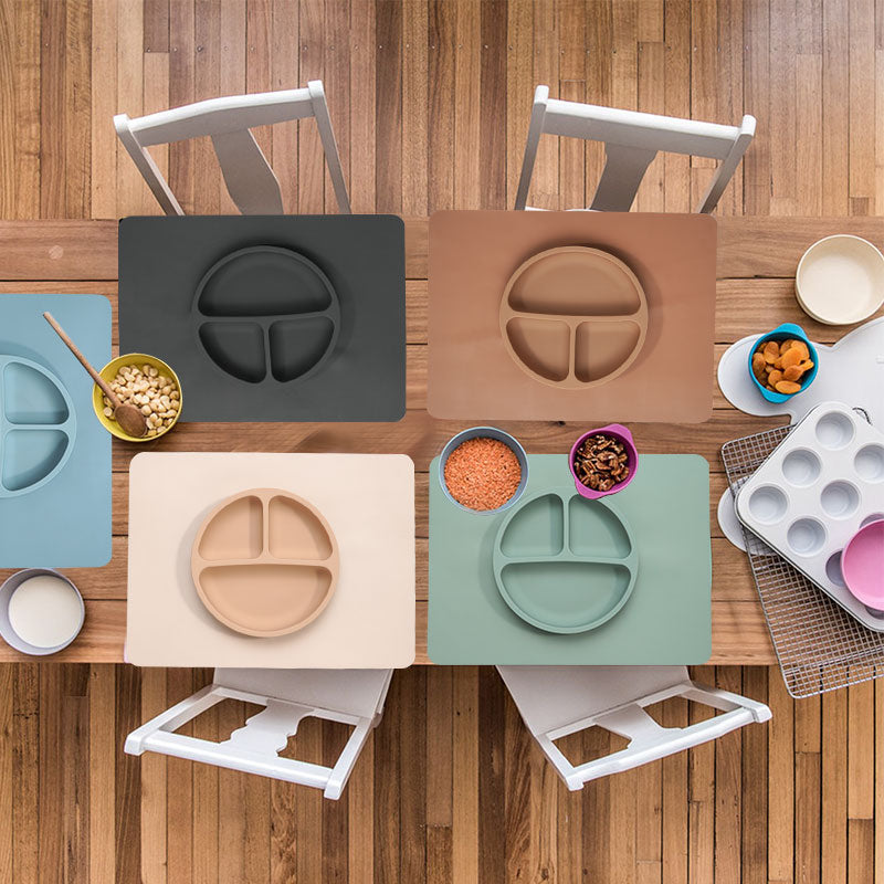 Earthy Tones Silicone Waterproof BPA & Phthalate Free Feeding Plate and Antislip Dining Placemat- In 7 Color Options