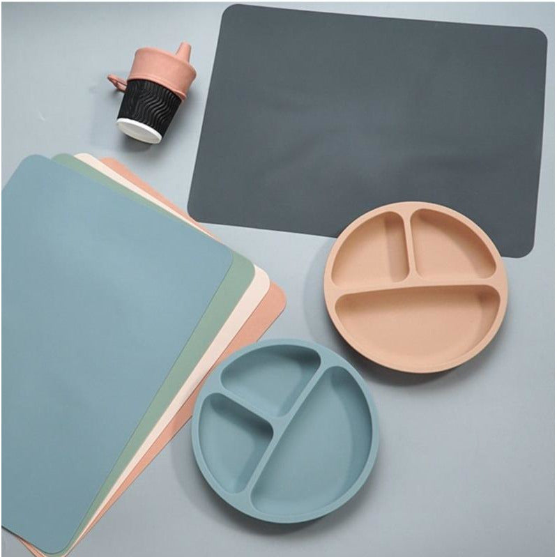 Earthy Tones Silicone Waterproof BPA & Phthalate Free Feeding Plate and Antislip Dining Placemat- In 7 Color Options