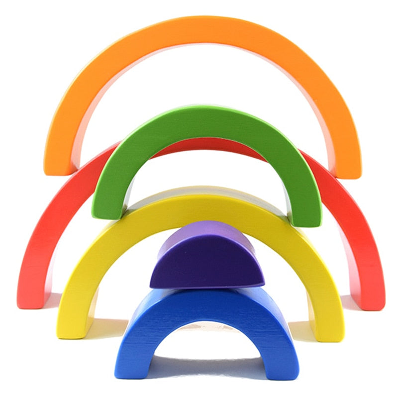 Montessori Wooden Rainbow Stacking Blocks