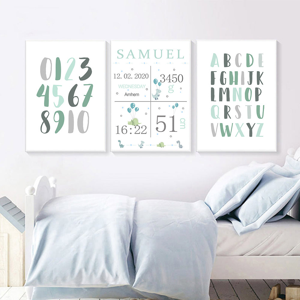 Personalised Birth Stamp Canvas Nursery Art