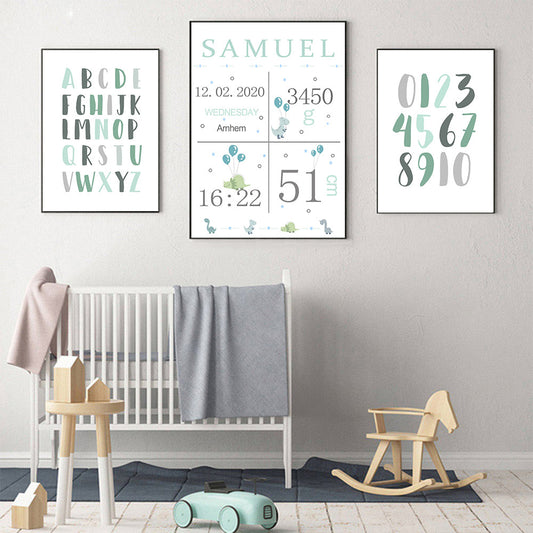 Personalised Birth Stamp Canvas Nursery Art