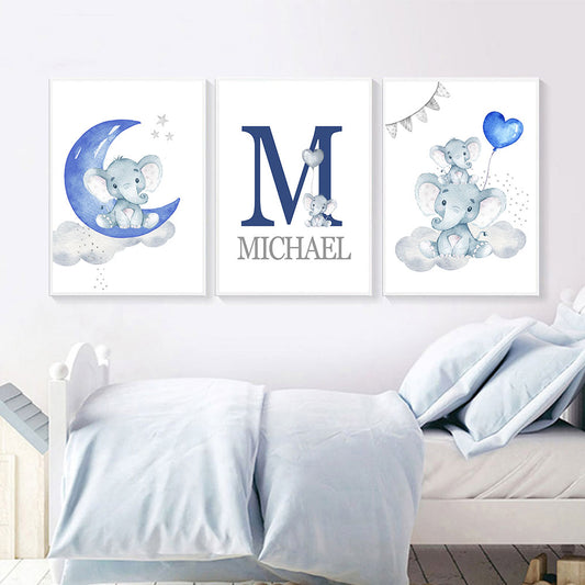 Personalised Blue Moon Canvas Nursery Art