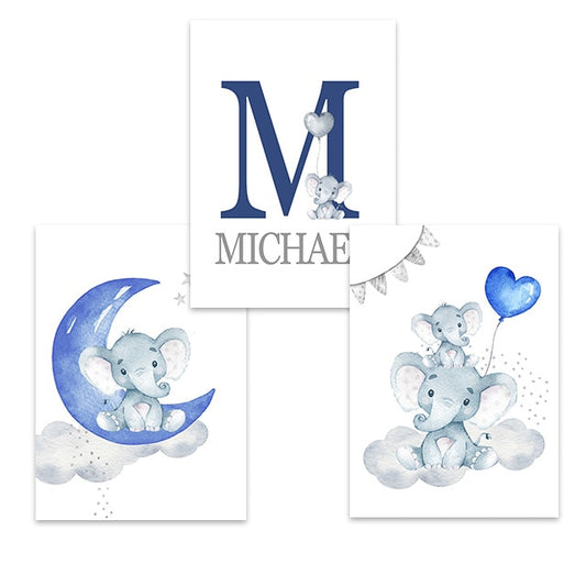 Personalised Blue Moon Canvas Nursery Art