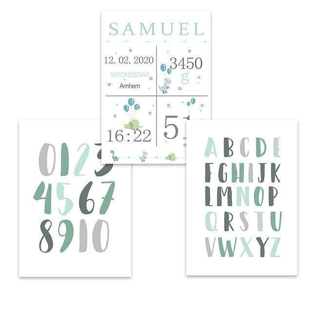 Personalised Birth Stamp Canvas Nursery Art