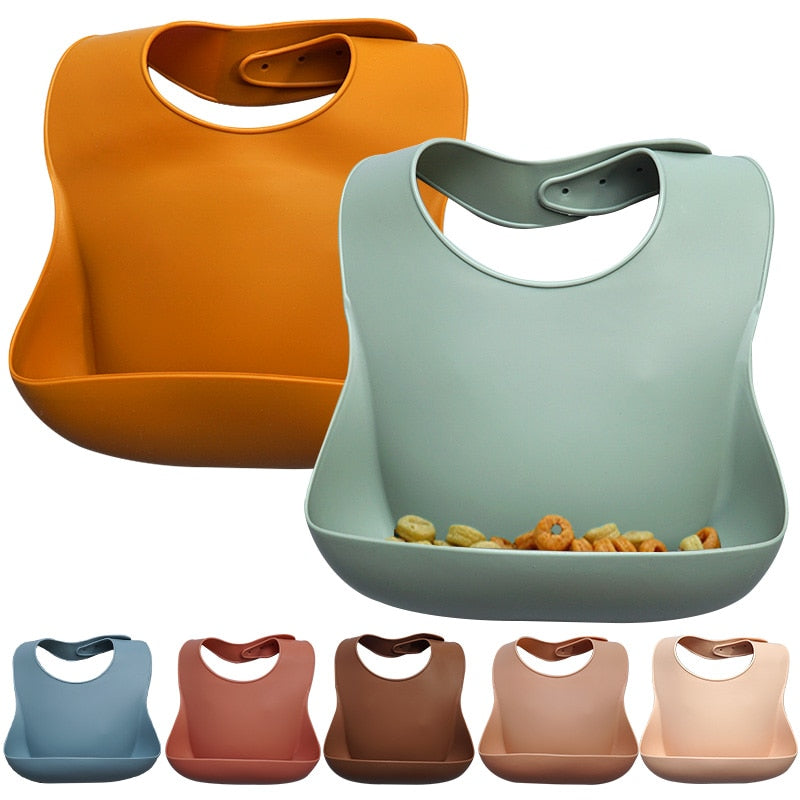 Earthy Tones Silicone Waterproof BPA & Phthalate Free Feeding Bib - In 8 Color Options