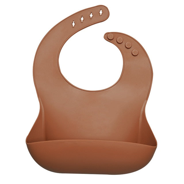 Earthy Tones Silicone Waterproof BPA & Phthalate Free Feeding Bib - In 8 Color Options