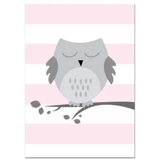 Woodland Owl Moon Canvas Nursery Art