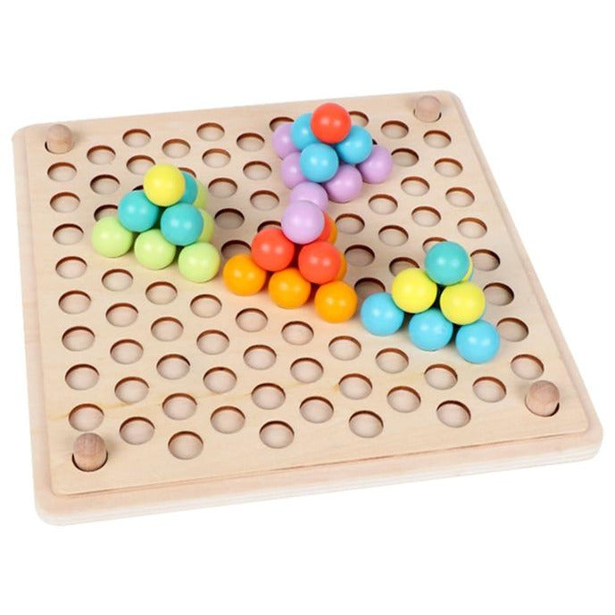 Montessori Beads & Chopsticks 22"x22" Coordination Wooden Game Board