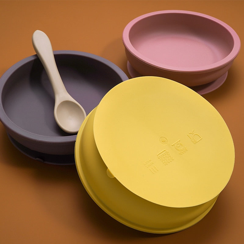 Earthy Tones Silicone Waterproof BPA & Phthalate Free Feeding Plate and Spoon - In 8 Color Options