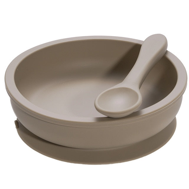 Earthy Tones Silicone Waterproof BPA & Phthalate Free Feeding Plate and Spoon - In 8 Color Options